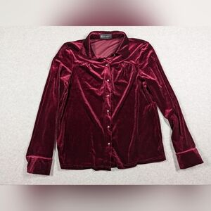 Kara and Kate Velvet Burgundy Button Down Small Shirt